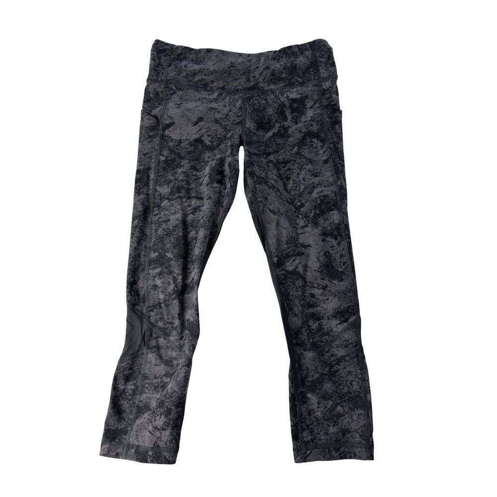 Lululemon Leggings Womens Size 6 Pace Rival Crop 22" Gray Black Luxtreme